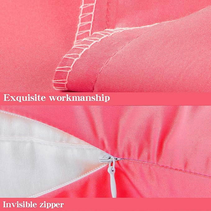 NTBAY Zippered Satin Pillow Cases for Hair and Skin, Luxury Standard Hidden Zipper Pillowcases Set of 2, 20x26 Inches, Coral Pink