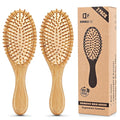 Pack of 2 Hair Brush with Natural Boar Bristles, Massages Scalp Anti-Static Hair Detangle for All Types, Lightweigh (Oval)