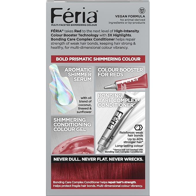 L'Oreal Paris Feria Multi-Faceted Shimmering Permanent Hair Color, R57 Cherry Crush (Intense Medium Auburn), Pack of 2 Hair Dye Kit