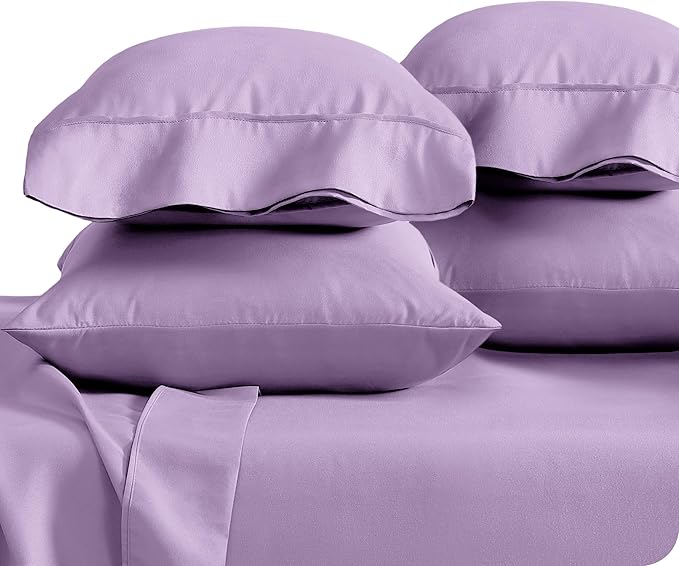 Bare Home Microfiber Bulk Pillow Cases - King Set of 4 - Cooling Pillowcases - Double Brushed - Lavender Pillowcases 4 Pack - Easy Care (King - 4 Pack, Lavender)