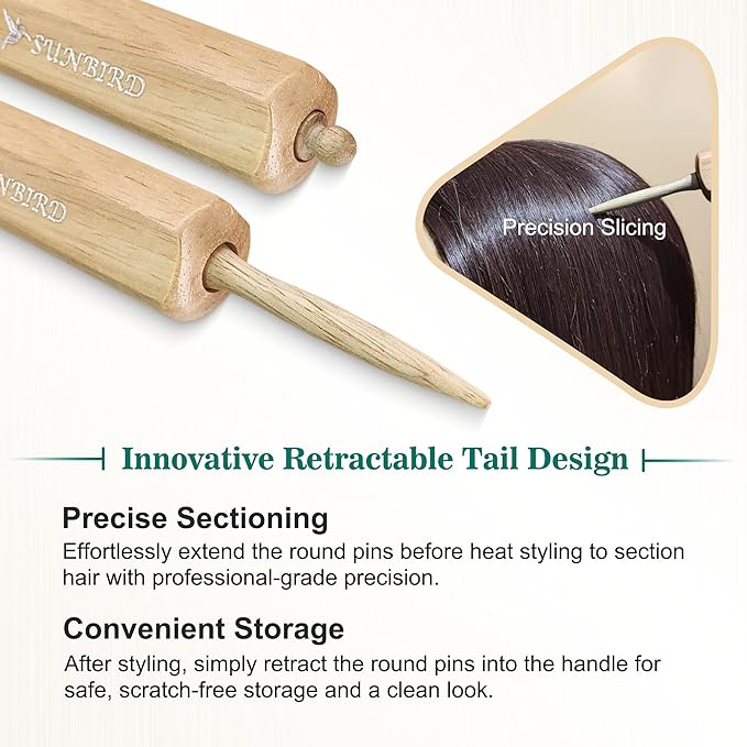 SUNBIRD Round Brush for Blow Drying - Wood Handle Professional Blowout Brush with Aluminium Ceramic Ionic Thermal Barrel for Smooth Hair, Volume & Heat Wave Curly Styling (Outer Diameter2.75Inch)