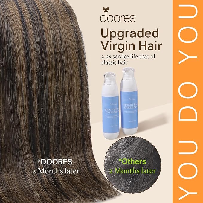 DOORES Hair Extensions Clip in Balayage Natural Black to Chestnut Brown Remy Human Hair Clip in Extensions Natural Hair Extensions Straight 20 Inch 7pcs 120g