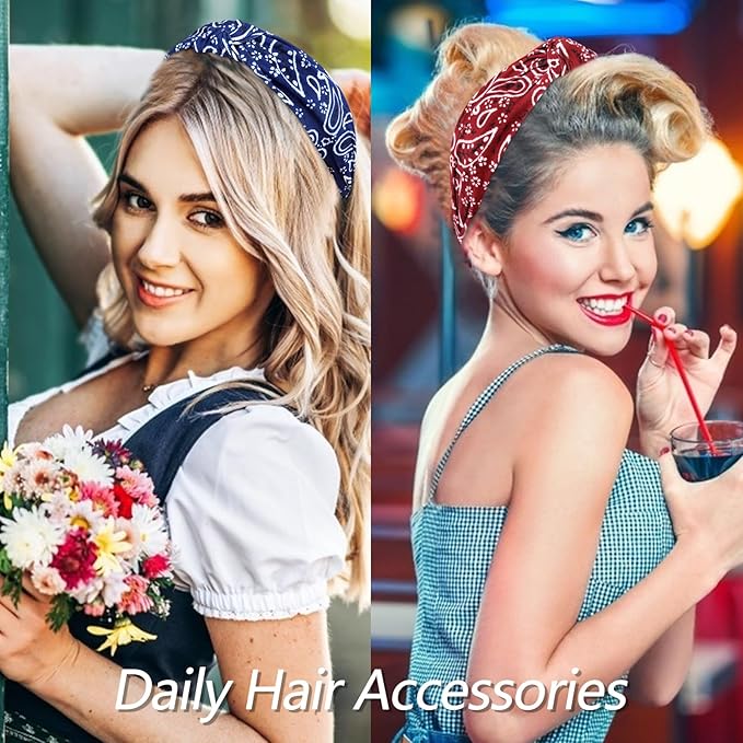 VELSCRUN Bandana Knotted Headbands for Women 12 Pack Gilrs Fashion Head Bands Solid Womens Hair Band Non Slip for Thin Thick Short Hair Face Wash Hair Accessories