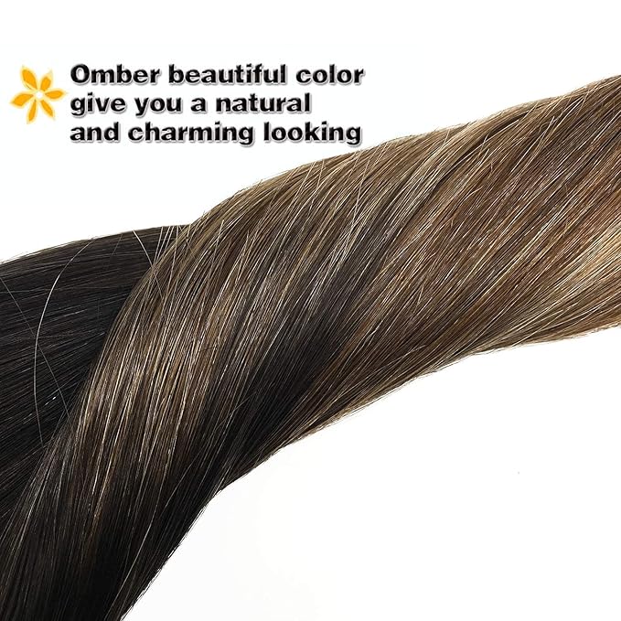 GOO GOO Clip in Hair Extensions Real Human Hair, Remy Human Hair Extensions Clip ins for Women, Natural Human Hair, 18inch 120g 7Pcs, 2/6/18 Balayage Brown to Dirty Blonde