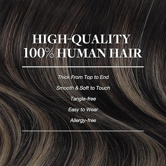 GOO GOO Clip in Hair Extensions Real Human Hair, Remy Human Hair Extensions Clip ins for Women, Natural Human Hair, 26 Inch 180g 7Pcs, 1B/16/1B Balayage Natural Black to Light Blonde
