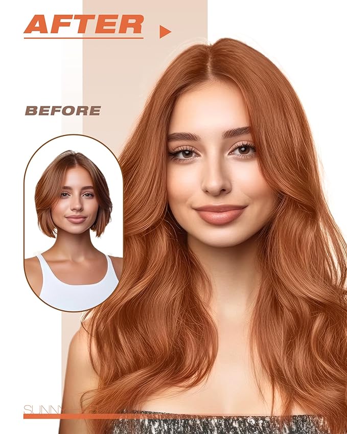 Sunny Hair Tape in Hair Extensions Real Human Hair Invisible Remy Hair Extensions Tape ins for Women Copper Red 24 inch 20Pcs 50G