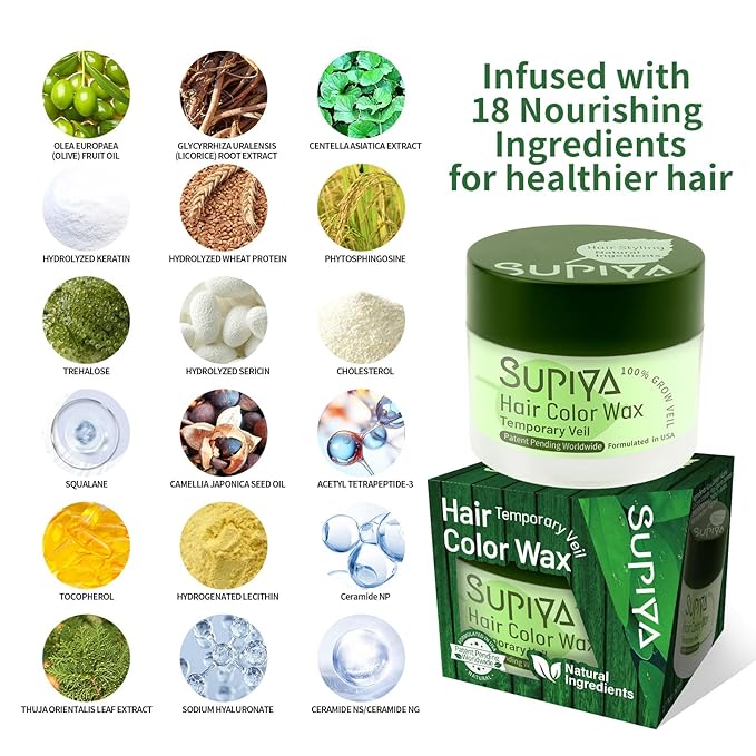 Temporary Hair Color Wax for Men or Women - SUPIYA Washable Purple Hair Wax Color Dye for Kids, All-Day Hold Disposable Hair Wax for Party, Cosplay & Daily (Velet Color #69)