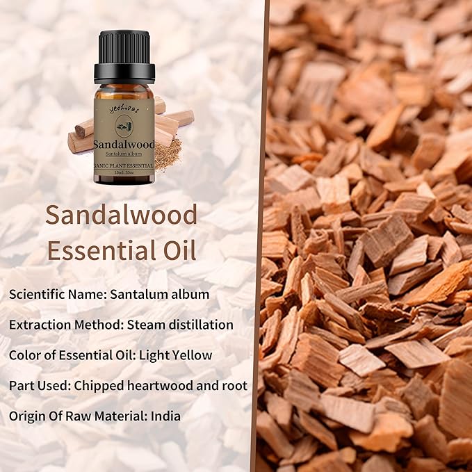 yethious 3 Pack Rose Sandalwood Vetiver Essential Oil Set Organic Pure Aromatherapy Oil for Diffuser Rose Oil Essential Oil