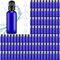 Eccliy 100 Pack 2 oz Travel Bottles Plastic Bottles with Lids Refillable Travel Size Cover Cap Plastic Liquid container for Toiletries Lotions Shampoo Creams Dispensing with 5 Funnels(Blue)