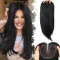 Black Synthetic Hair Toppers for Women with Thinning 3D 360° Cover Clip in Wispy Bangs Upgraded Adjustable Bandage 24 Inch Long Layered