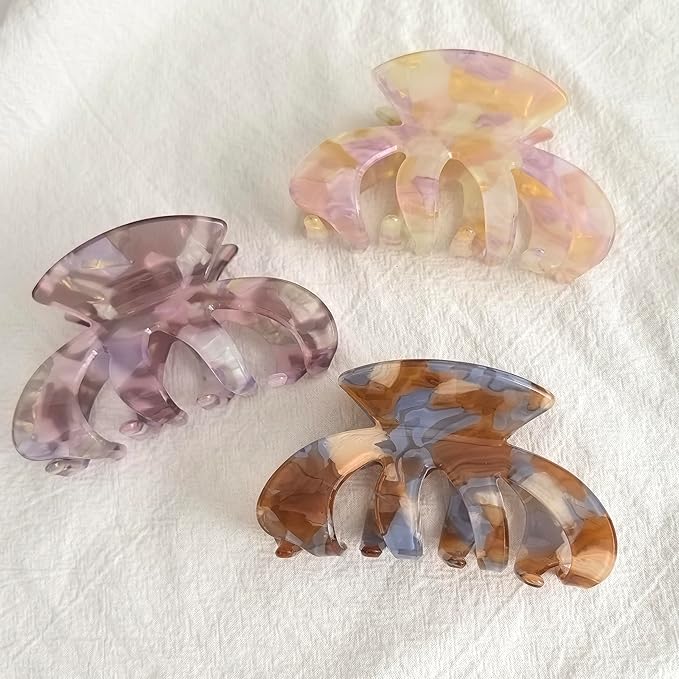 Jayongnee Clips for Women - Octopus Claw Clip - Hair Clips for Long and Thick Hair, Non-Slip Big Claw Strong Hold Hair Unbreakable 3 PCS (claw clip-B)
