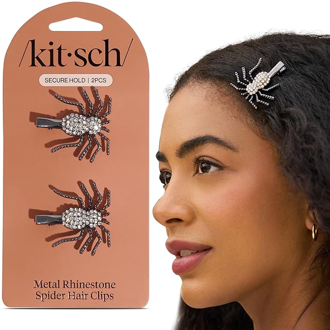 Kitsch Spider Hair Clips for Women – Rhinestone Hair Accessories with Strong Grip | Sparkly Barrettes for Styling & Everyday Hairstyles | Ideal Gifts for Women - 2 Pcs
