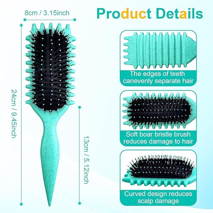 Candy Brush,Curly Hair Brush,Curl Defining Brush,2025 Boar Bristle Hair Brush for Combing and Shaping,Reduce Pulling and Curl Separation For Defined Curls(green)