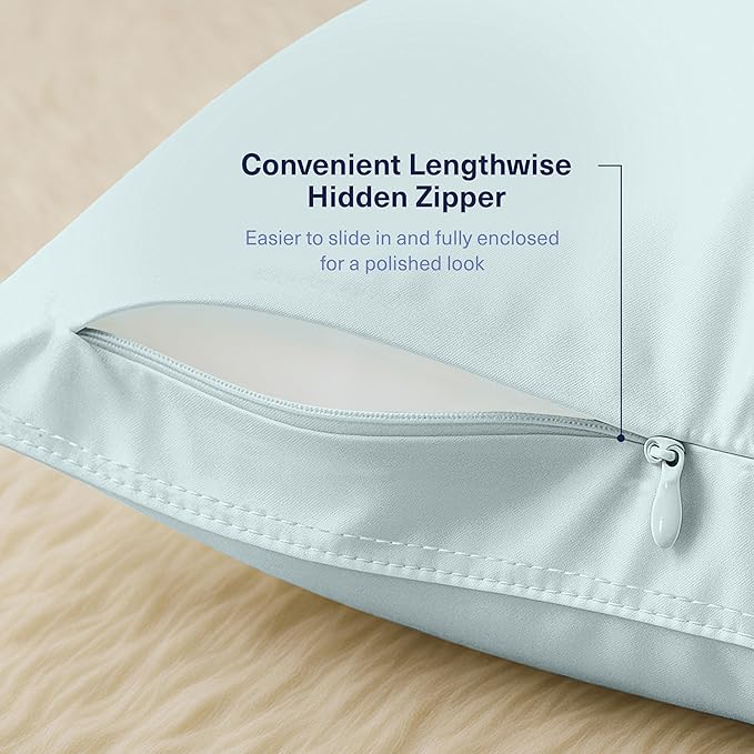 Kickoff Viscose Bamboo Pillowcase, Queen, Set of 2, 100% Organic Hidden Zippered Viscose Bamboo Pillow Case Queen Size, Cooling Pillow Cover for Hot Sleepers (20"x30" Coastal Blue)