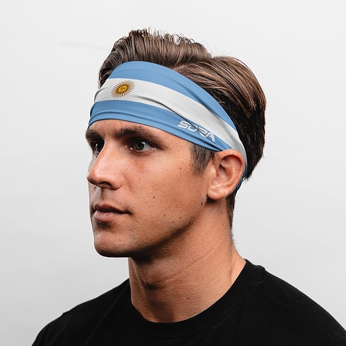 Suddora Country Flag Headbands, Wide National Flag Headbands for Sports Events, Non-Slip Fabric Sweatbands for Soccer, Tennis, Workout, Costume