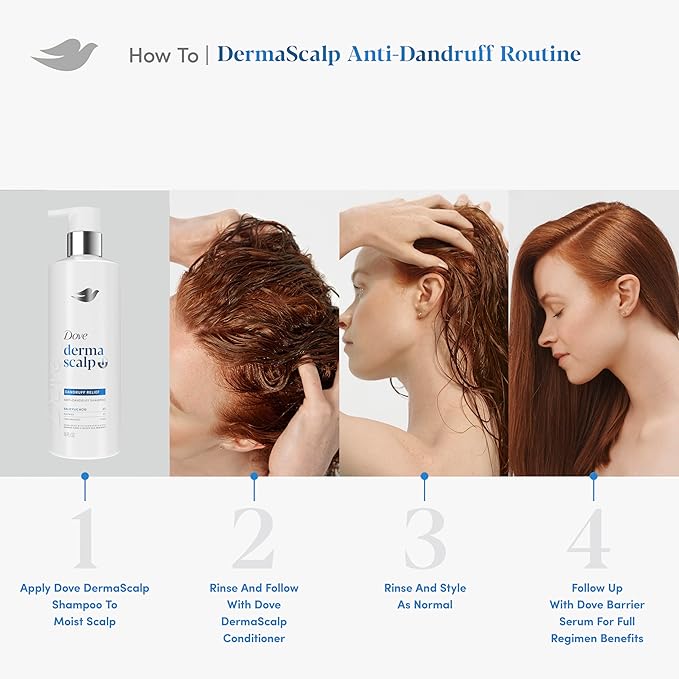 Dove Derma Scalp Shampoo 1 ct Dandruff Relief for Boosting Resilience & Removing Flakes, with Salicylic Acid, 16 oz