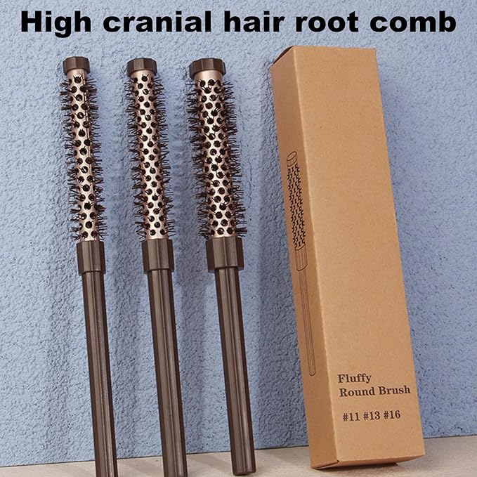 Volume Wand - Round Blow Dry Brush for Hair Styling | Compact Barrel Set with Heat-Resistant Bristles, Lightweight Frame for Bang Shaping, Beard Grooming, Root Lifting and Fringe Curling