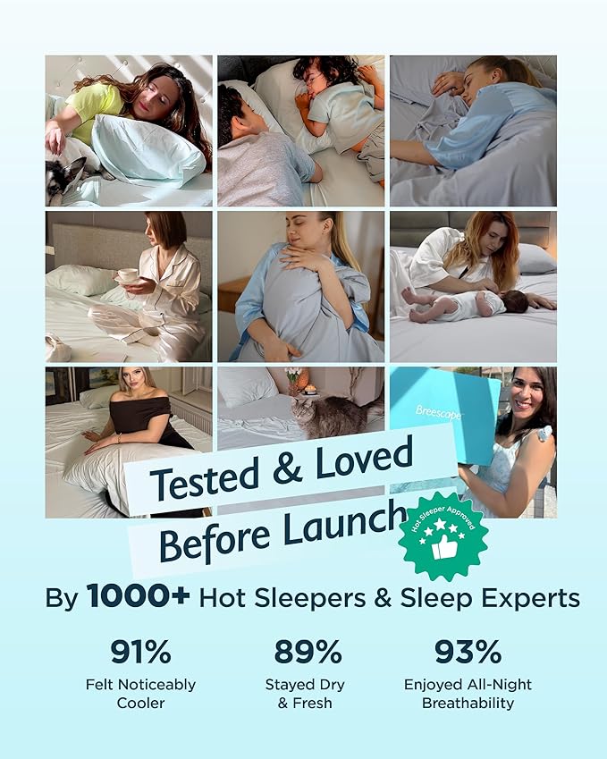Breescape Cooling Pillow Cases Standard/Queen Size - BlendTek™ Dry & Cool Technology for Hot Sleepers and Night Sweats, 2 Pack Soft & Smooth Pillowcases for Hair & Skin Care, 20" x 30", Ivory
