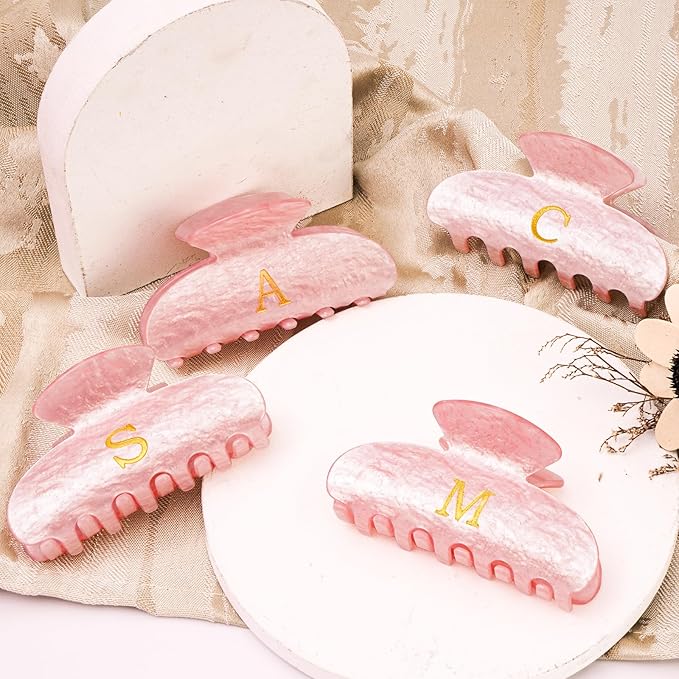 Christmas Gifts for Teenage Girls Birthday Gift for Girls Cute Hair Clips Initial Claw Teacher Gifts for 3 4 5 6 7 8 9 10 11 12 13 Year Old Girl Christmas Gift for Women - Pink,S