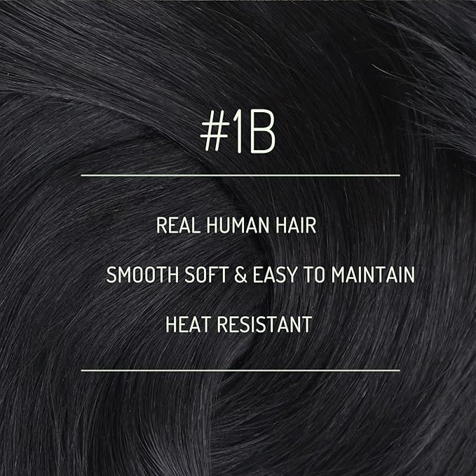 RUNATURE Black Clip in Hair Extensions Real Human Hair, Long Hair Extensions Clip Ins, Double Weft Human Hair Clip in Extensions, Remy Natural Hair, Add Hair Length, 20 Inch 120g 7pcs #1B Off Black