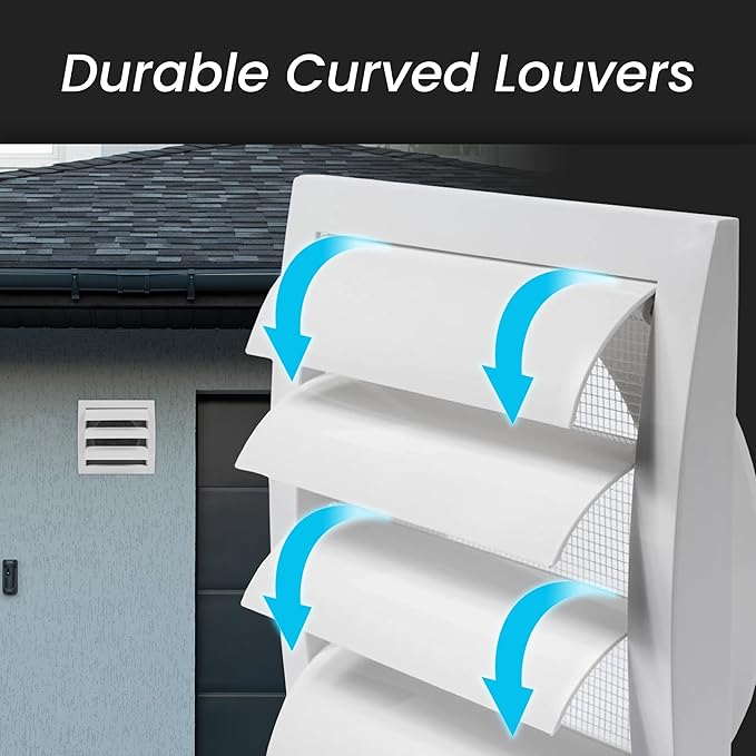 Repa Market 6 Inch White Dryer Vent Cover/Duct Cover for Walls or Ducting/ABS Plastic Grille with Flaps and Insect Screen/Exhaust and Dryer Vent Covers for Indoor & Outdoor Use