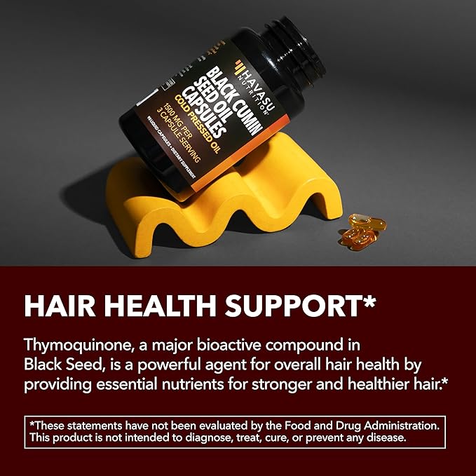 Cold Pressed Black Seed Oil Capsules - 1500mg Black Cumin Supplement for Immune Function, Digestive Support & Overall Health - Hair & Skin Superfood - Nigella Sativa - 2 Month Supply, Unflavored