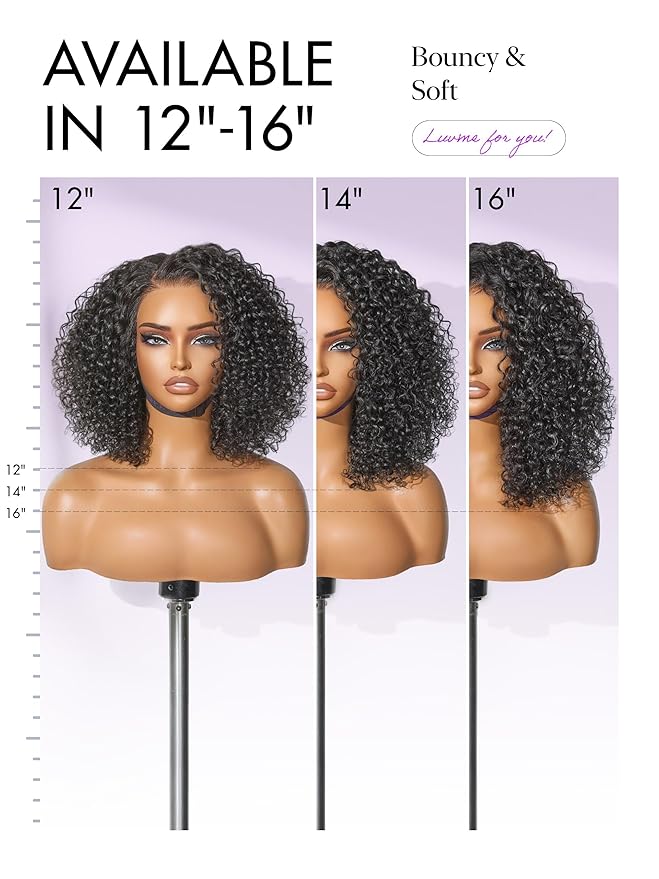 LUVME HAIR Wet and Wavy 5x5 Closure Water Wave Short Curly Bob Glueless Wigs Human Hair Pre Plucked Pre Cut Lace Side Part 100% Human Hair Wig 12 Inches