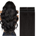 GOO GOO Invisi Edge Tape in Hair Extensions Human Hair, 1B Natural black, 6pcs 24inch 18g, Virgin Remy Hair, Seamless Injected Tape, Natural Look