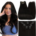 Full Shine Black Hair Extensions Real Human Hair Clip ins Black Straight Clip in Human Hair Extensions Invisible Remy Hair Clip ins for Women 20 Inch 7 Pcs 120 G