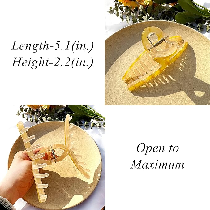 Big Butterfly Hair Claw Clips - 5.1" Acetate Jelly Clips for Women, Larger Size Hair Accessories for Long Thick Hair, 3 Pcs