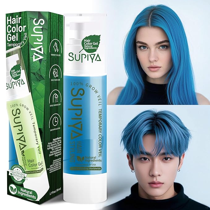 Temporary Hair Color Gel,Blue Hair Dye Color Gel Washable Natural Instant Hair Color Wax for DIY Hairstyle for Kids Men Women(Color #10)