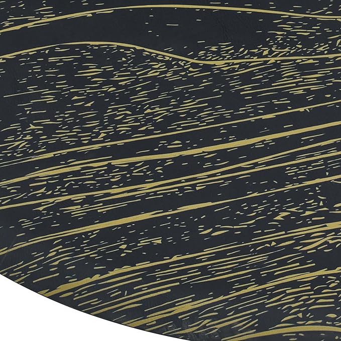BarberPub 3'x4' Barber Mat for Hair Stylist Salon Chair Anti-Fatigue Floor Mat Circle 1" Thick 0025 (Black& Gold, 3' x 4'x 1”)
