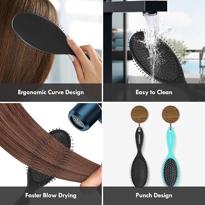 Air Cushion Detangling Hair Brush - 2 Pack Detangler Hairbrush with Ultra Soft Bristles for Effortless Tangle Removal -For Wet Dry Damaged Curly Hair for Women Men Boys Girls Kid - Black & Dark Purple