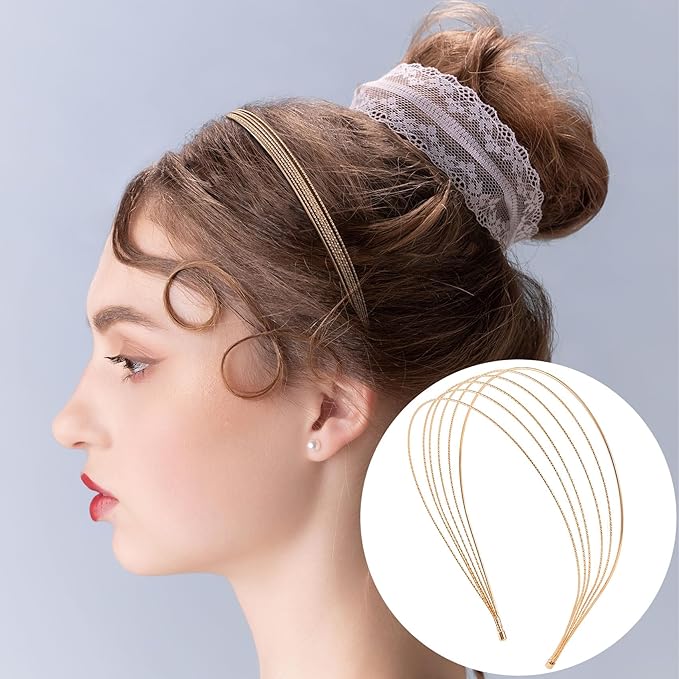 3pcs Multi Layers Metal Headbands, Gold Sparkly Thin Layer HeadBands for Women, Elegant Layered Hair Bands Accessories for Party Wedding Home Outside