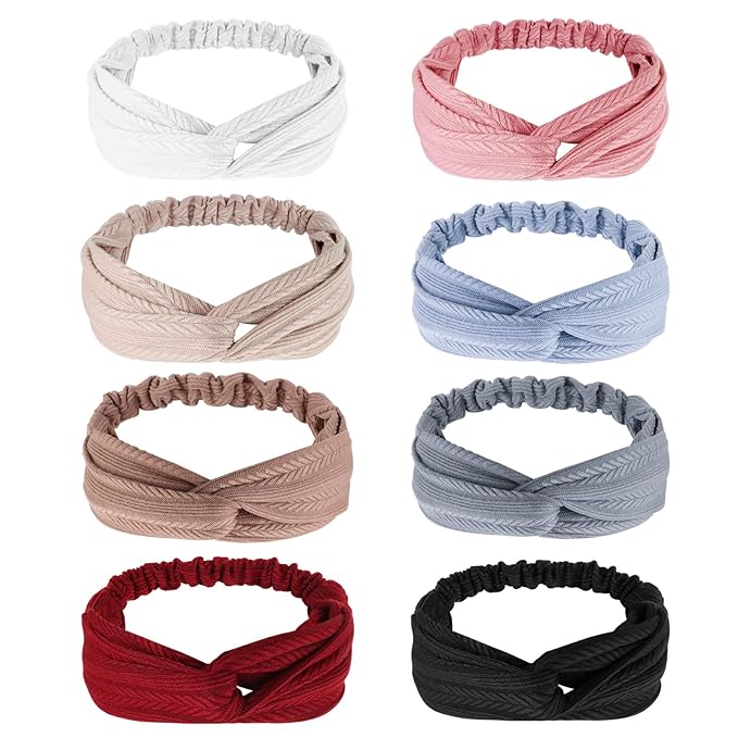 Elastic Knotted Headbands for Women Wheat Pattern Cloth Head Hair Bands for Women's Hair Non Slip Boho Wrap Twisted Hair Accessories