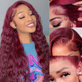 MEIMEI 200 Density 99J Burgundy Lace Front Wigs Human Hair Loose Wave 15A 13x4 Full Large Lace Space Frontal Wig Pre Plucked with Baby Hair Glueless Burgundy Loose Deep Wave Wigs 22 Inch