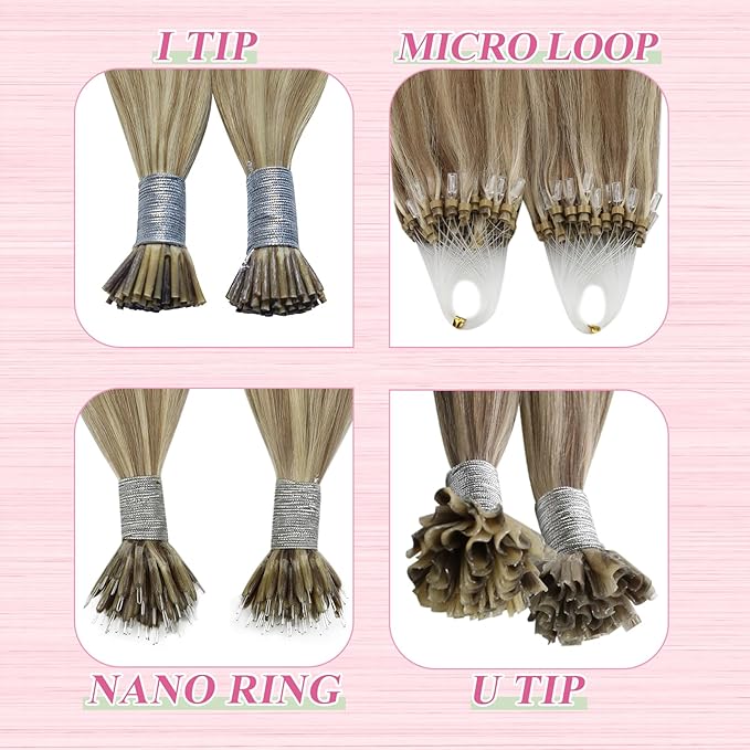 YoungSee U Tips Hair Extensions Real Human Hair Brown to Blonde U Tip Extensions for Women Light Brown Highlight Blonde Hair Extension U Tips 22In Ktip Hair Extension Human Hair Straight 50s/50g