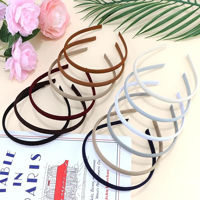 12Pcs Thin Headbands For Women Girls No Headache Pressure Comfortable Headbands for Women Non Slip Fabric Skinny Narrow Hairbands Head Bands for Women's Hair Accessories