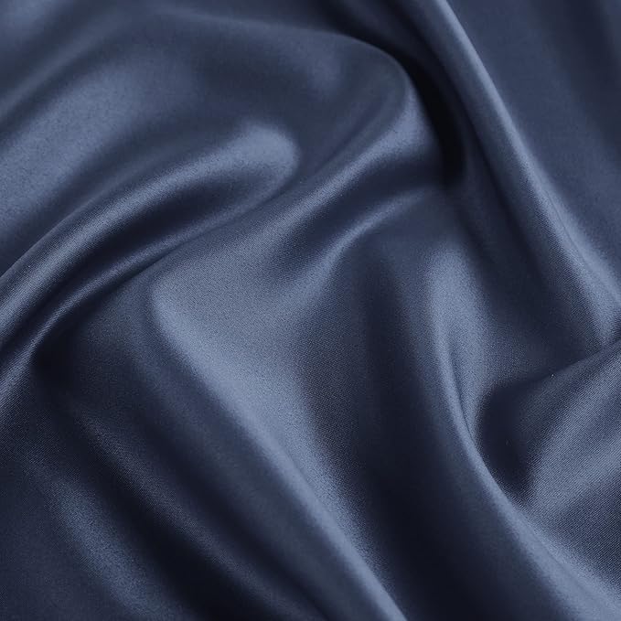 uxcell 2 Pack Silk Satin Pillowcase for Hair and Skin, Cool, Silky, Soft Breathable Pillow Cases King Size 20x36 Inch Sateen Pillowcase Navy with Envelope Closure