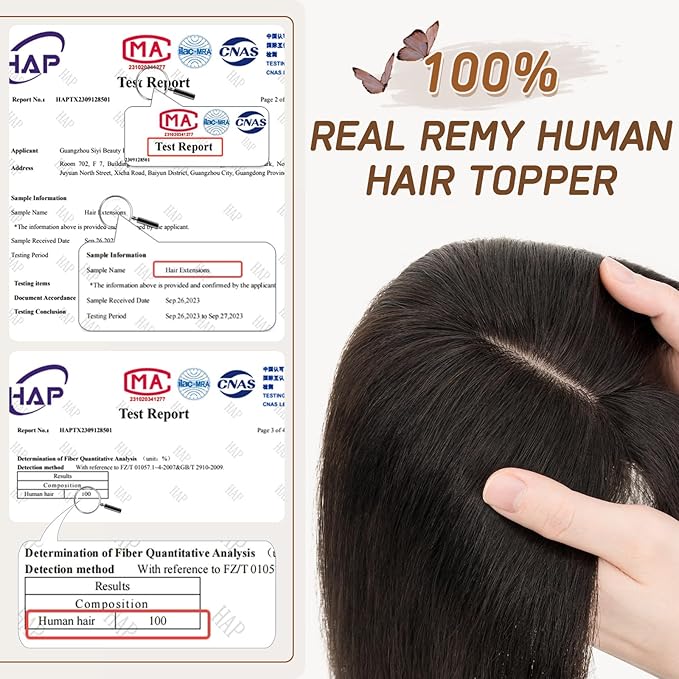 Rich Choices Real Human Hair Toppers for Women With Bang 100% Remy Human Hair Topper for Thinning Hair Clip in Silk Base Hair Topper 12 Inch #1B Natural Black