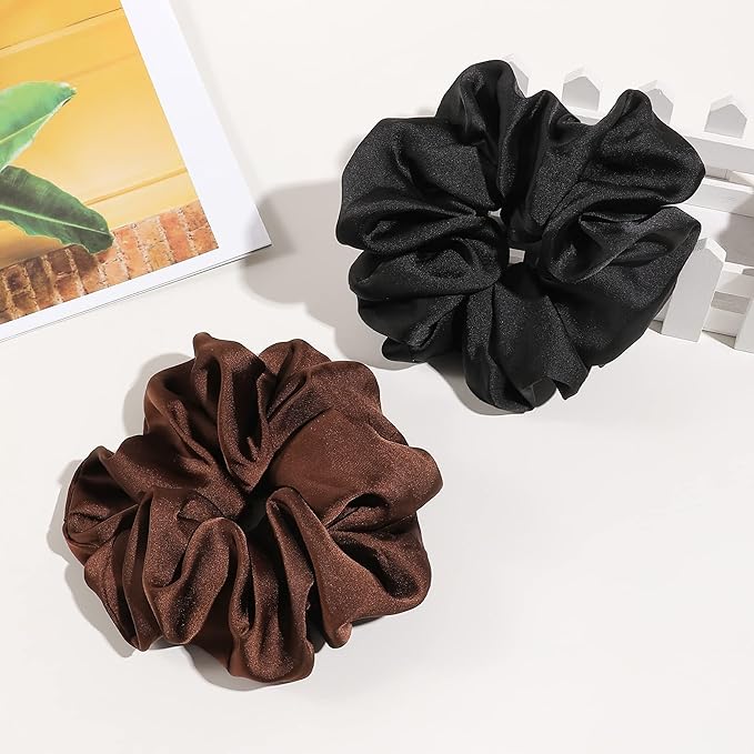 Silk Satin Hair Scrunchies for Women - Big Large Jumbo Scrunchie for Sleep Cute Gaint Oversize Scrunchy for Thick Hair Grils