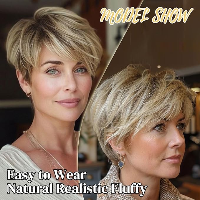 QUEENTAS Hair Topper for Women with Thinning Hair Pieces 6.5"*6"Large Coverage 360°3D Synthetic Short Wiglets with 5 Clips(Blonde Mixed Brown)