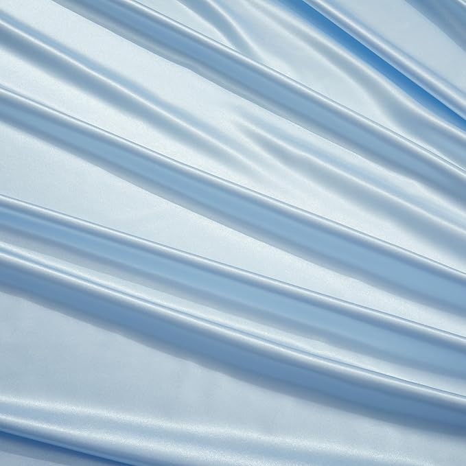 Light Blue Satin Pillowcase Queen Size Set of 2 for Hair and Skin, Light Blue Silk Pillowcase Breathable Pillowcase with Envelope Closure