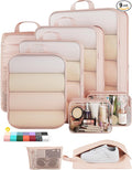 Veken 9/11 Set Compression Packing Cubes for Travel Essentials,Compressible Expandable Large Luggage Suitcase Organizer Bags for Clothing,Durable Space Saver Storage Bags with Toiletry Bags(Beige)