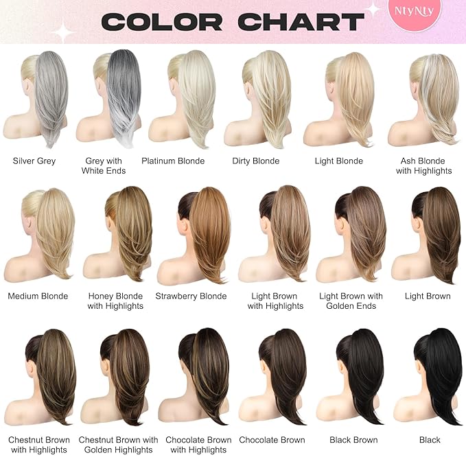 Ponytail Extension – 16” Claw Clip in Ponytail Hair Extensions Natural Soft Synthetic High Pony Tail Hairpieces for Women (Black Brown, 16 inch)