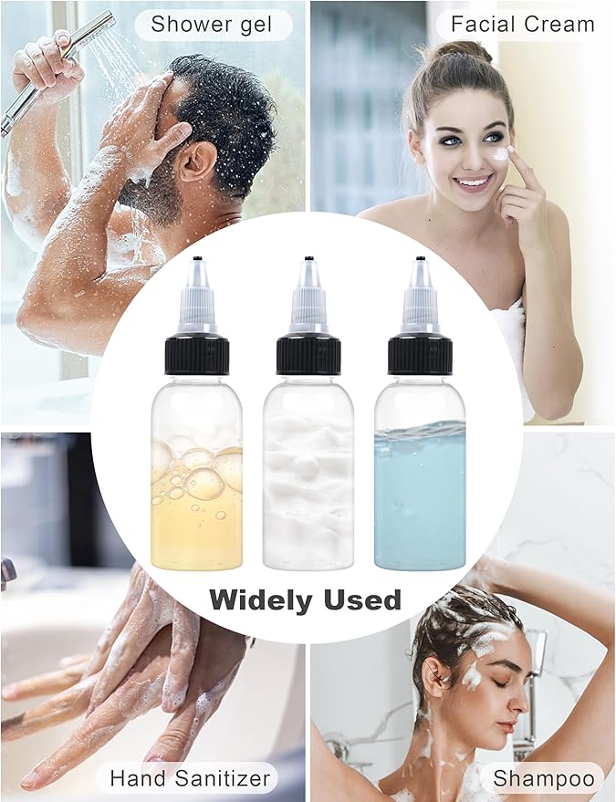 20 Pcs 1oz Plastic Squeeze Bottles with Twist Top Cap, 30ml Clear Dispensing Bottles, Empty Squirt Bottle for Liquids, Sauces, Arts, Crafts, Travel