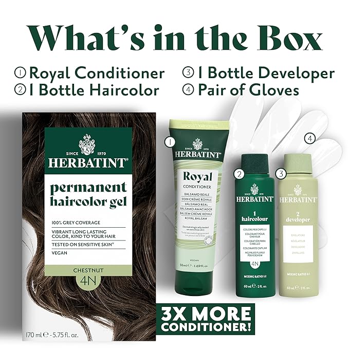 Herbatint Permanent Hair Dye For Women - 6C Dark Ash Blonde - For Up To 100% Gray Coverage of Resistant Gray Hair - Ammonia-Free, Alcohol-Free & Vegan - Salon Influenced Hair Color 5.75 fl oz