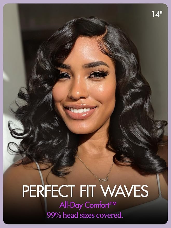 LUVME HAIR 100% Human Hair Wigs Loose Wave Glueless Lace Front 12 Inches, Pre Cut Plucked Hd Lace Short Wig Ready To Go Natural Color Straight Bleached Knots Side Part Black Wigs