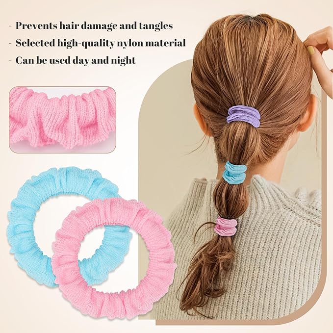 WantGor Hair Ties, Women 10PCS Hair Bands No Damage Elastic Scrunchies Seamless Ponytail Holders Hair Accessories Head Bands for Women's Thick Thin Hair (Multicolor)