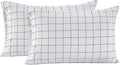 LANE LINEN 100% Organic Cotton King Size Pillow Cases Set of 2 (20"x36") - Windowpane